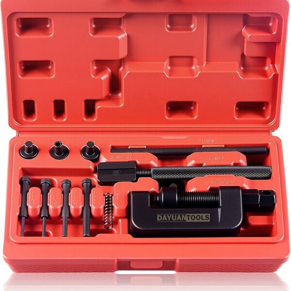 Chain Breaker Set, Chain Cutter and Riveter Kit, Red Case